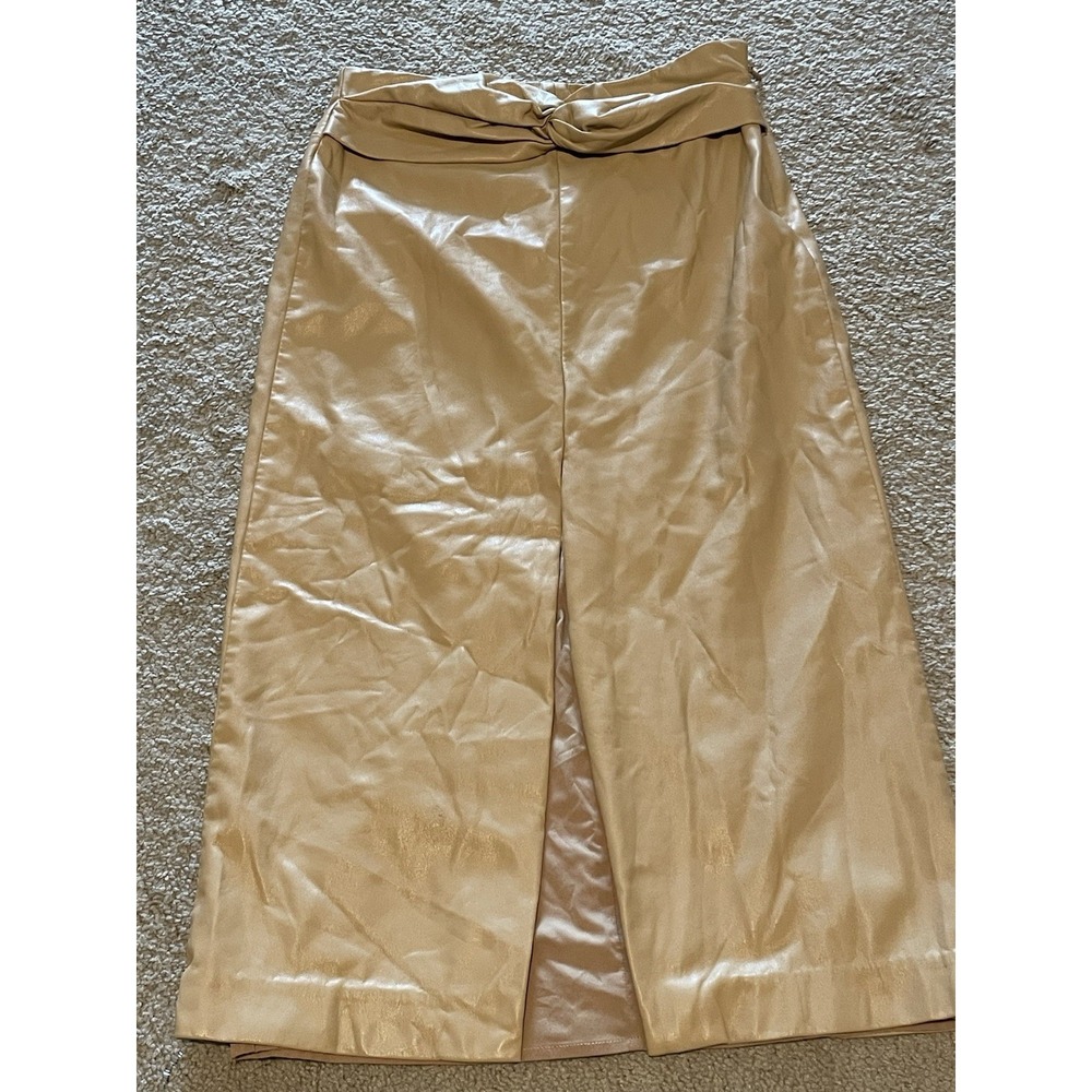Tanya Taylor Bryna Skirt Beige Faux Leather Skirt Size 4, Retail $425